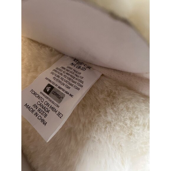 Womens Furry Slippers Open Toe Pearl & Ruffle Accent Non-Slip Sole Size M/L 8-10 - Picture 7 of 7